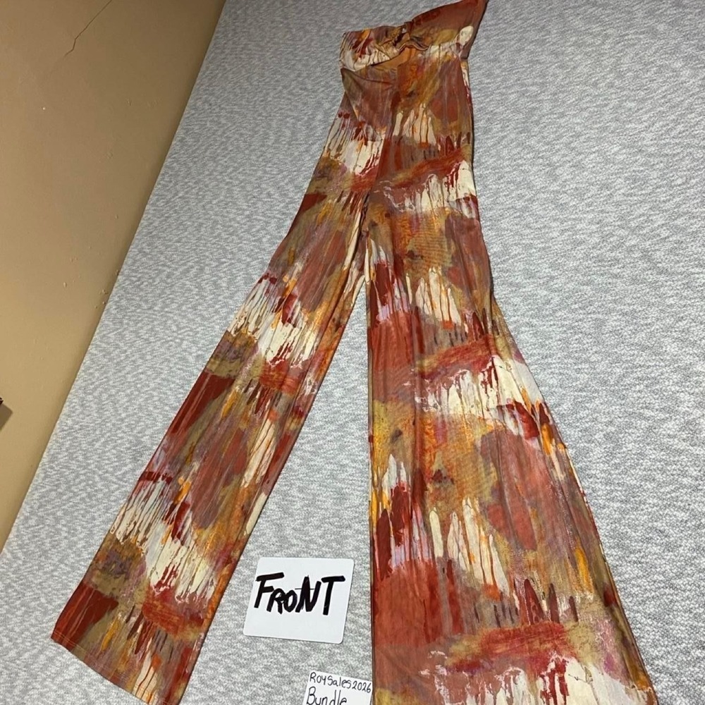 Blanc clothing Abstract brushstroke colorful flare jumpsuit women S. SKU-C84